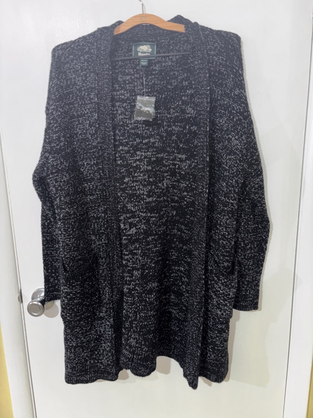 Roots Black & Gray Marled Open Cardigan